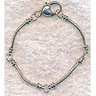 European-style Large Hole Charm Bracelets with Heart Lobster Closure, Silver Plated 