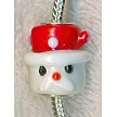 Santa Lampworked Glass Beads, Christmas Santa Big Hole Beads 