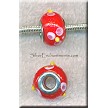 15mm Red Orange with Multicolor Deco Flowers Glass Big Hole Beads 
