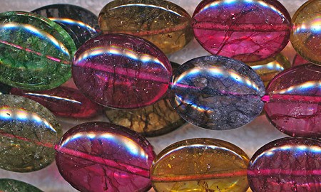 20x15mm Oval Quartz Crystal Beads, Multicolored 