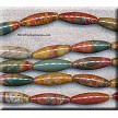 Red Creek Jasper Beads, Long Rice Capsule Beads 30x10mm 