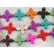 Colorful Gemstone Cross Beads 