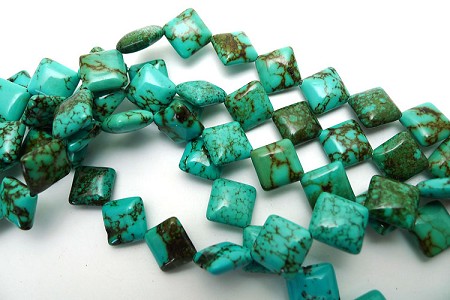 Turquoise Beads, 14mm Diamond 