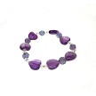 Amethyst Heart Beaded Gemstone Stretch Stacker Bracelet 