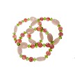 Rose Quartz Bracelet with Cherry Quartz, Beaded Stretch 
