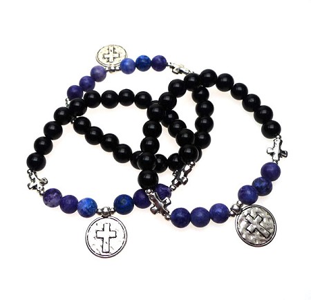 Cross Bracelet with Gemstones 