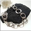 Sterling Silver Multi-Loop Hammered Bracelet, Adjustable, 8-inch 