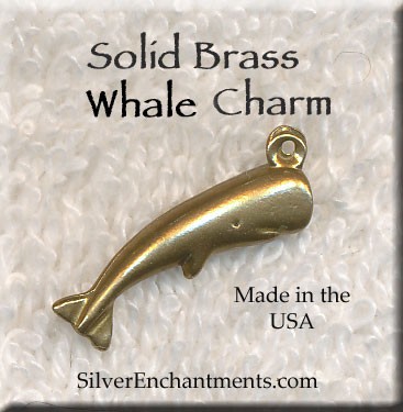 Solid Brass Whale Charm 