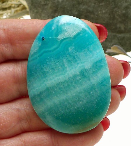 Blue Calcite Cab for Wire-Wrapping, Freeform Gemstone Cabochon, 51x36mm 