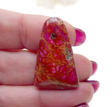Pink Sea Sediment Jasper Cathedral Pyramid Cabochon 30x20mm 