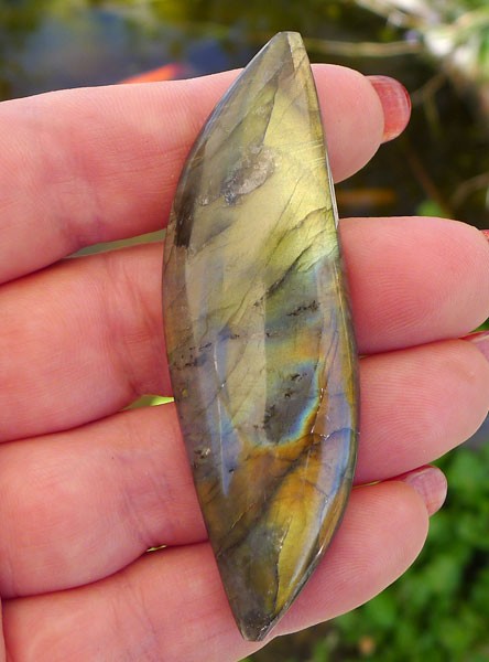 Labradorite Cab 73x22mm Large Freeform Curvy-Flame 