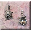 Dimensional Turtle Charm, Sterling Silver = Both Sides Shown 