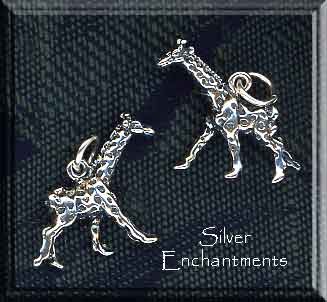 Giraffe Charm, Sterling Silver 