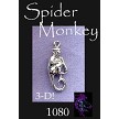 3D Spider Monkey Charm, Sterling Silver 