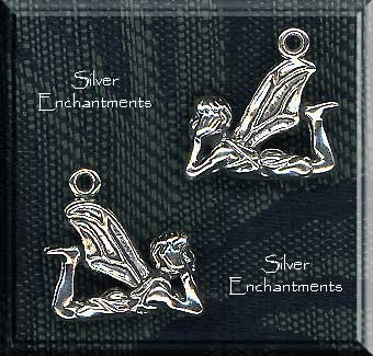 Sterling Silver 3D Lounging Fairy Pendant 