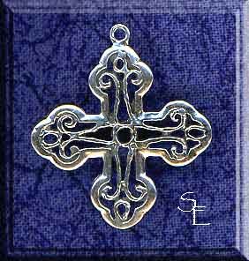 Sterling Silver Scroll Crusader Cross Pendant 