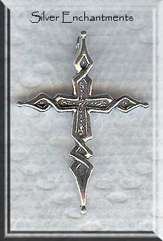 Sterling Silver Ornate Cross with Hidden Bail 