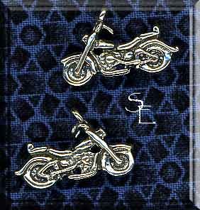 Sterling Silver Motorcycle Charm - Both Sides Shown 