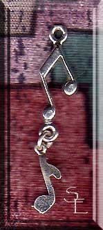 Notes with Dangling Note Pendant, Sterling Silver 