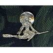 Sterling Silver Witch on Broom Pendant 