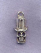 Sterling Silver Skull with Top Hat Charm 