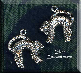 Sterling Silver Halloween Cat Charm 