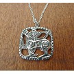 Sterling Silver Celtic Cat Pendant Necklace 