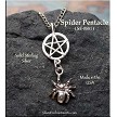 Sterling Silver Pentacle Pendant with Dangling Spider 