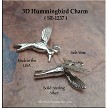 Sterling Silver 3D Hummingbird Charm | Both Sides Shown 