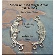 Sterling Silver Moon Jewelry Finding with 2-Dangle Areas 