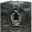 Sterling Silver Winged Skull Pendant 
