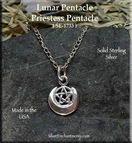 Sterling Silver Lunar Priestess Pentacle Charm 
