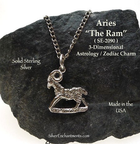 Sterling Silver Aries Charm, Aries Zodiac Jewelry 
