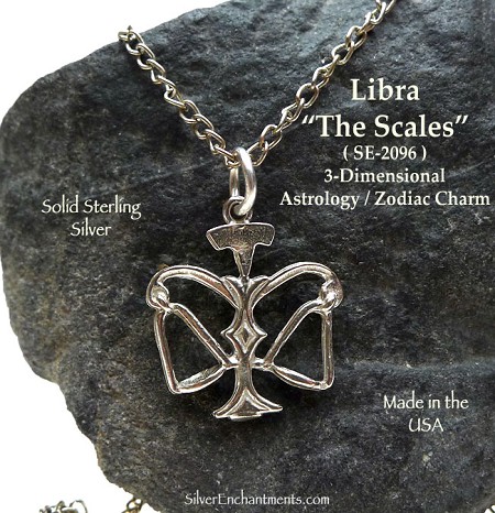 Sterling Silver Libra Charm, Libra Astrology Jewelry 