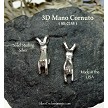 Sterling Silver 3D Mano Cornuto Charm Evil Eye Pendant 