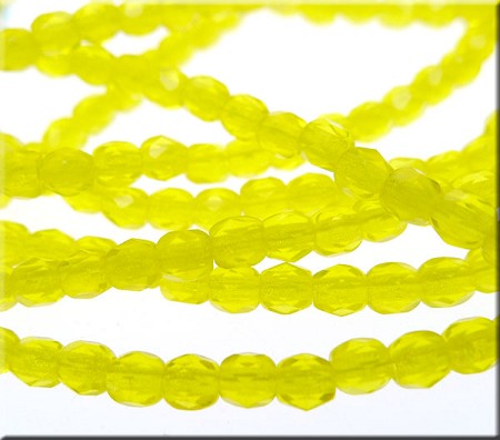3mm Round Canary Yellow Czech Glass Fire Polished Beads 