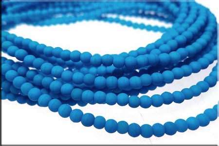 3mm Round Neon Electric Blue Czech Glass Druk Beads 