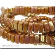 Czechmates Rose Gold Topaz Luster 2 Hole Brick Beads 
