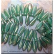 Pink Topaz Luster on Milky Green Turquoise Czech Glass Dagger Beads, 5x16mm (50) 