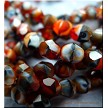 6mm Round Red Jasper Swirl Czech Glass Fire Polished Beads 