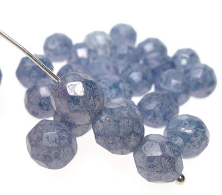 Czech Glass Beads, Silver Blue Mist, 8mm Round (25) 