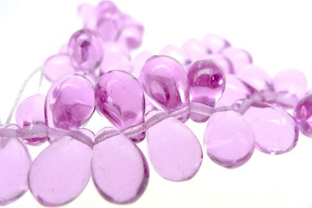 Czech Glass Briolette Beads, Light Lavender Purple, 9x6mm (25) 