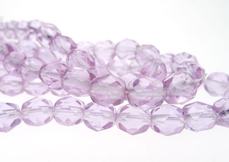 Czech Glass Beads, Light Purple, 6mm Faceted Round Fire Polished (25) 