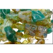 Czech Glass Beads, Mixed Green Carved Tile Picasso Edge Beads, 10mm 