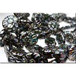 Czech Glass Beads, Black Spiral Shell Beads with Silver AB Dots 