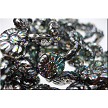 Czech Glass Beads, Black Spiral Shell Beads with Silver AB Dots 