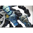 Czech Glass Beads, Owl Beads, Jet AB, 20x12mm 