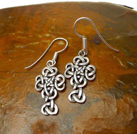 Sterling Silver Celtic Cross Earrings 