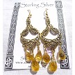 Gold Citrine Chandelier Earrings 