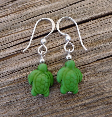 Turtle Earrings, Gemstone Turtle Jewelry 